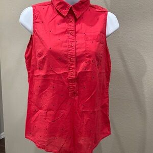 Izod Red Sleeveless Button-Down Shirt